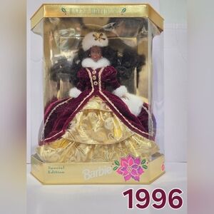 Barbie Holiday Doll in Burgundy Velvet & Gold